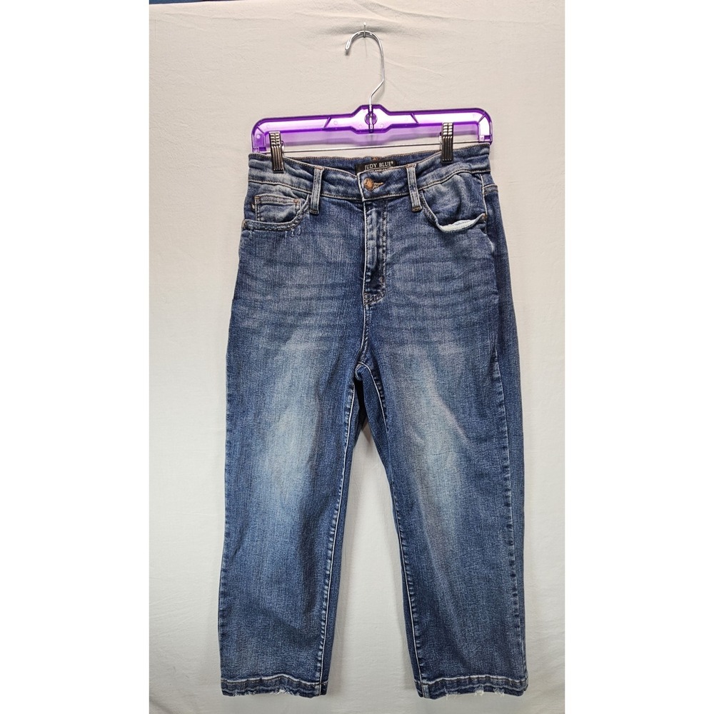 Judy Blue‎ Wide Leg Cropped Jeans Womens 7/28 High Rise Stretch Denim Trendy